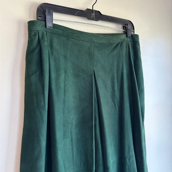 Carlisle Vintage Forest Green Suede Full Midi Skirt Size 10 - Picture 2 of 6
